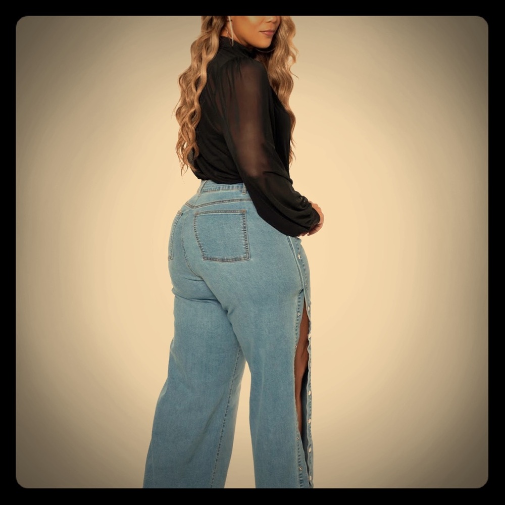 FTF x GarnerStyle side button jeans with tags